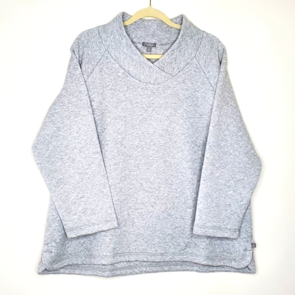 T by Talbots Quilted Pullover Size 2Xp Metallic Accents Long Sleeve Sweatshirt